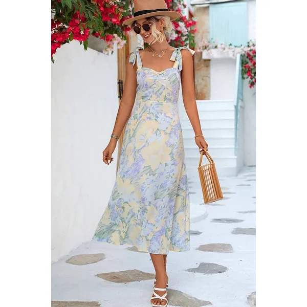 Robe Invité Mariage Champêtre Bleu Motif