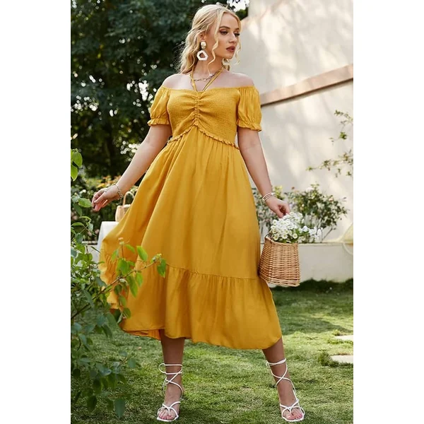 Robe Jaune Champêtre Grande Taille