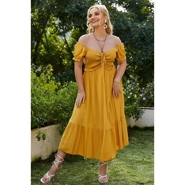 Robe Jaune Champêtre Grande Taille