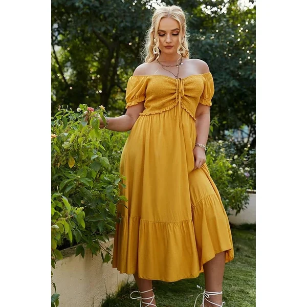 Robe Jaune Champêtre Grande Taille