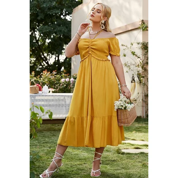 Robe Jaune Champêtre Grande Taille