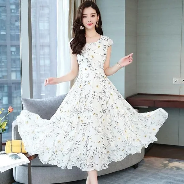 Robe Longue Bohème Blanche Fleur