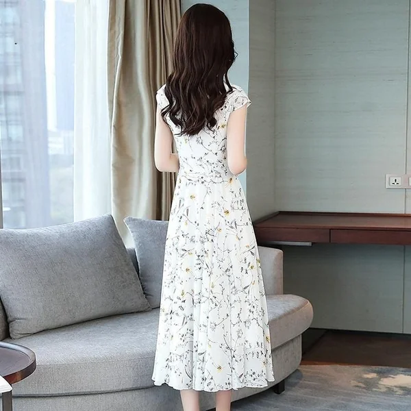Robe Longue Bohème Blanche Fleur