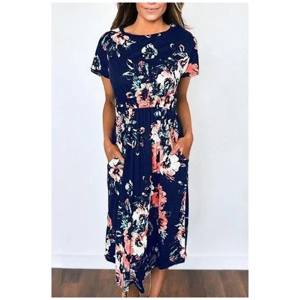 Robe Longue Bohème Bleu Marine