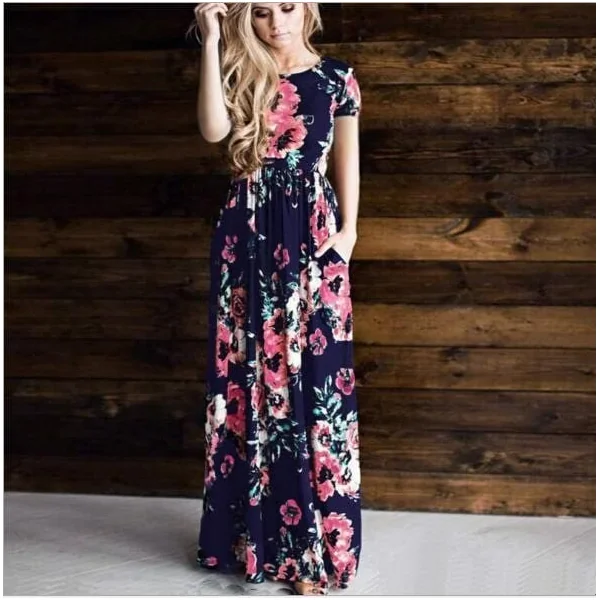 Robe Longue Bohème Bleu Marine