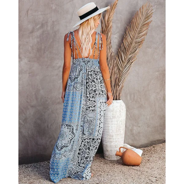Robe Longue Bohème Bleue