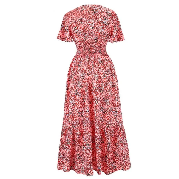 Robe Longue Bohème Chic Rouge – Frankie