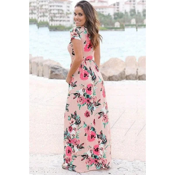 Robe Longue Bohème Rose Poudré