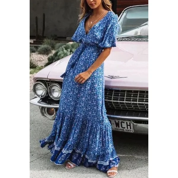 Robe Longue Bohème Turquoise Indienne – Hazel