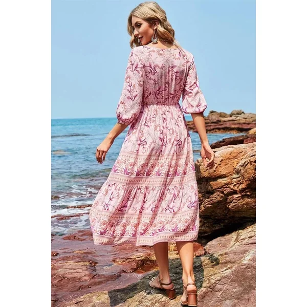 Robe Longue Bohème Vieux Rose – Effie