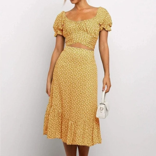 Robe longue bohème à volants