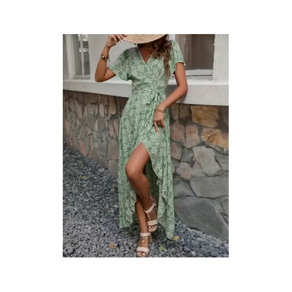 Robe Longue Champêtre Vert Opaline