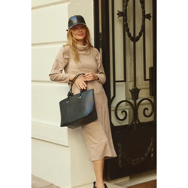 Robe longue marron unie sans manches