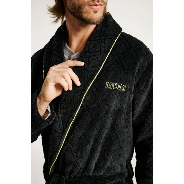 Robe longue pour homme avec ceinture à texture diamantée | MUYDEMI