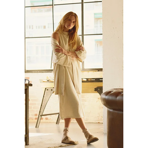 Robe longue unie sans manches ivoire