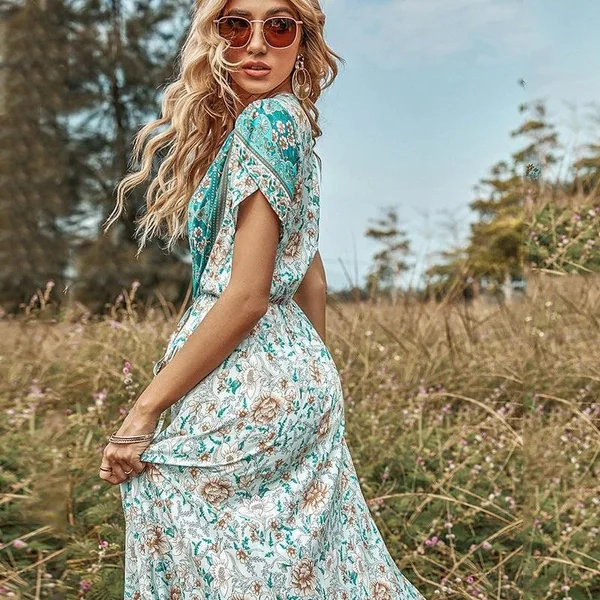 Robe Longue À Fleurs Hippie