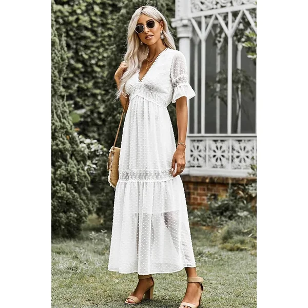 Robe Manche Dentelle Blanche Champêtre