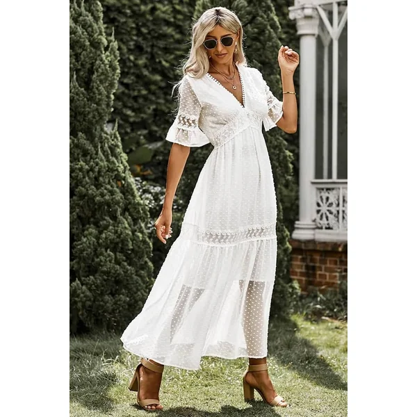 Robe Manche Dentelle Blanche Champêtre