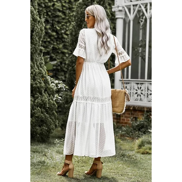 Robe Manche Dentelle Blanche Champêtre