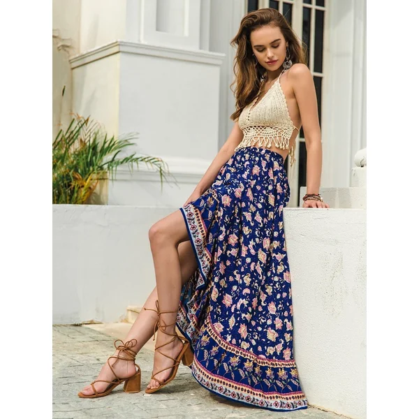 Robe Maxi Bohème Taille Haute