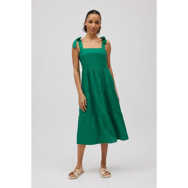 Robe midi à larges bretelles en lin vert