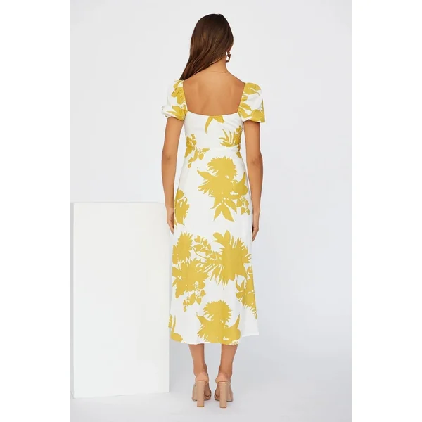 Robe Mi-Longue Jaune Fée