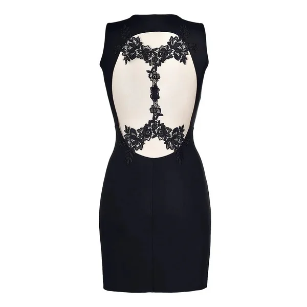 Robe moulante noire V-9209