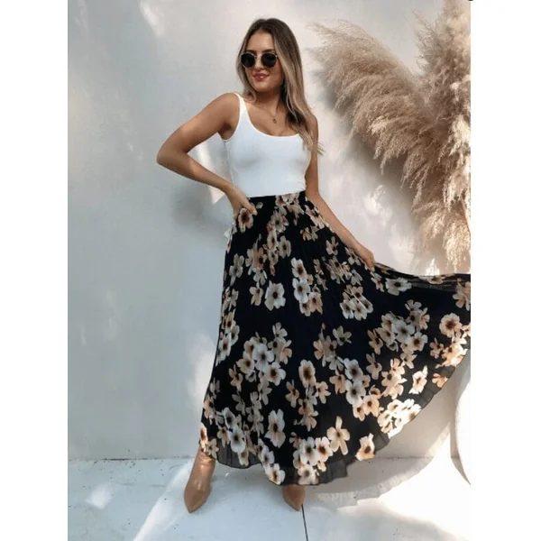 Robe Noire Bohème À Fleurs