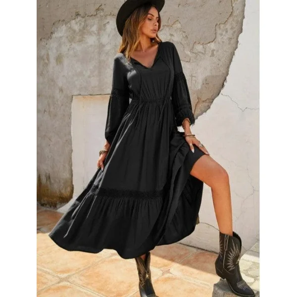 Robe Noire À Volants Style Bohème