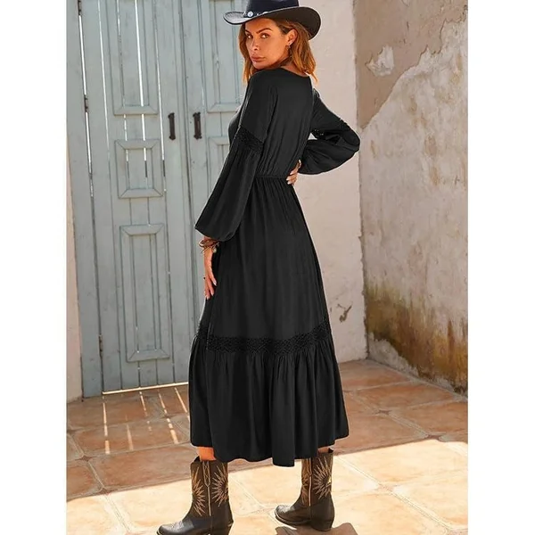 Robe Noire À Volants Style Bohème