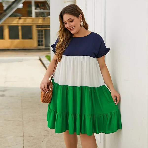 Robe Plissé Trois Couleurs