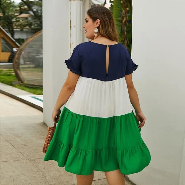Robe Plissé Trois Couleurs