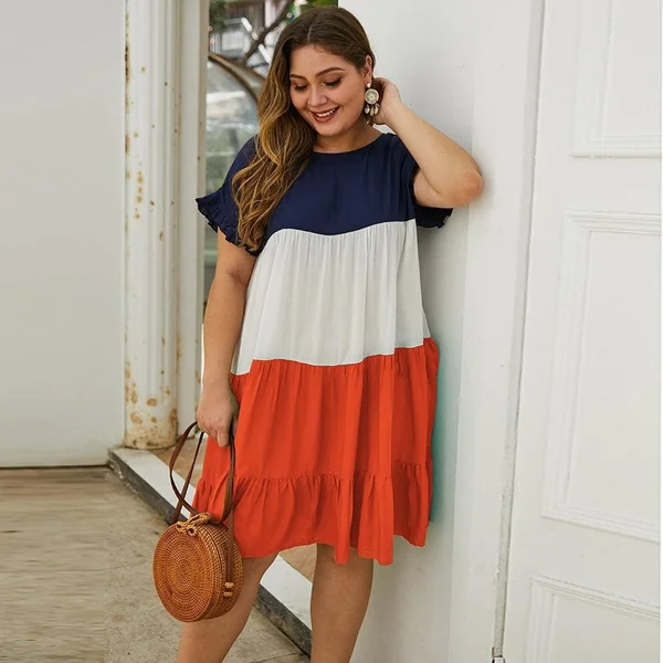 Robe Plissé Trois Couleurs