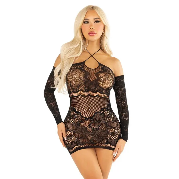 Robe résille épaules nues