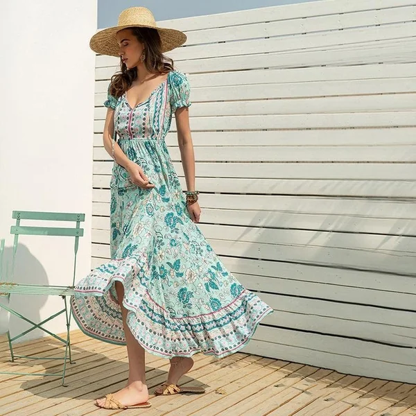 Robe Taille Haute Style Bohème