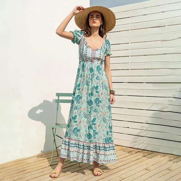 Robe Taille Haute Style Bohème