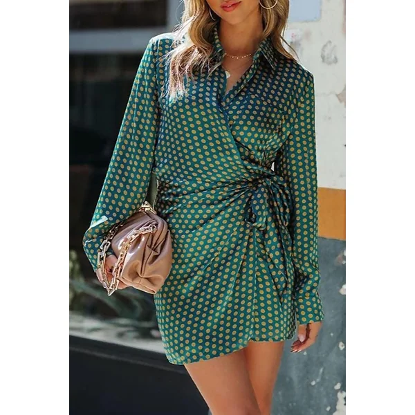 Robe À Pois Et Manches Longues