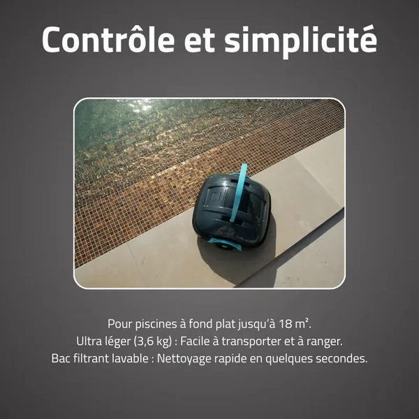 Robot piscine autonome Platy - nettoyage fond plat - 18m² max