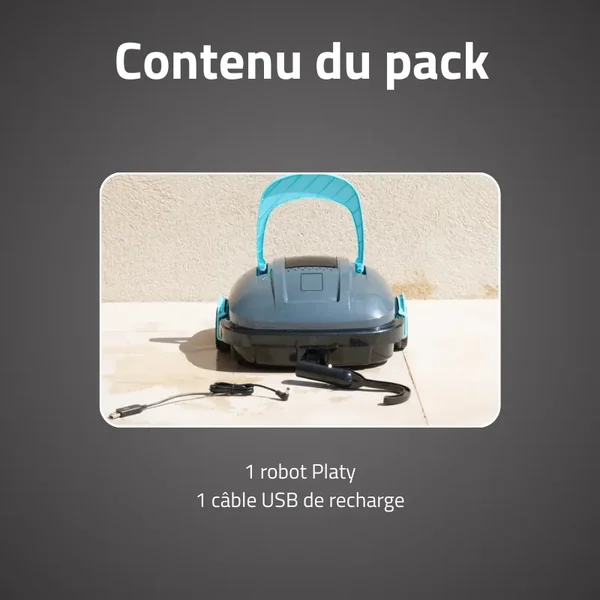 Robot piscine autonome Platy - nettoyage fond plat - 18m² max