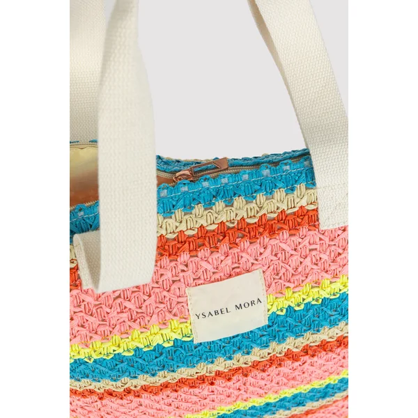 sac de plage en raphia coloré