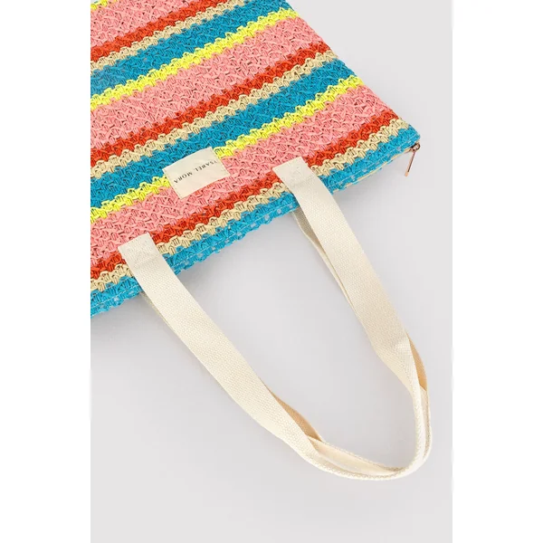 sac de plage en raphia coloré