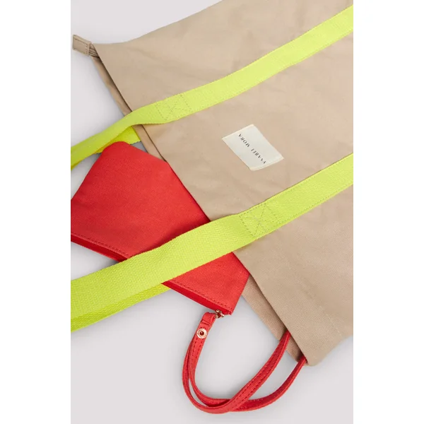 Sac de plage en tissu de couleur contrastée