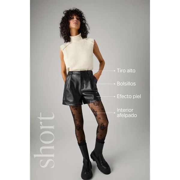 Short effet cuir noir