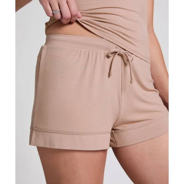Short en jersey côtelé Essential - Beige