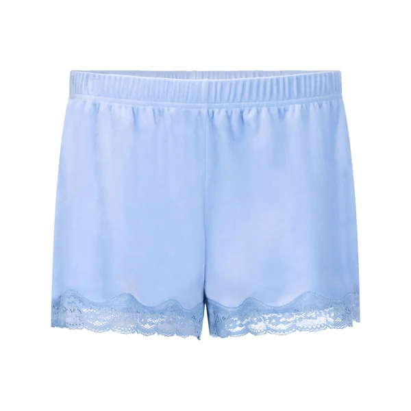 Short en velours à dentelle - Bleu