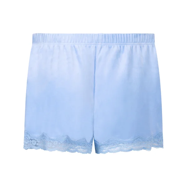 Short en velours à dentelle - Bleu