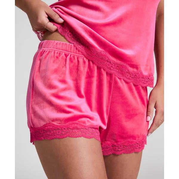 Short en velours à dentelle - Rose