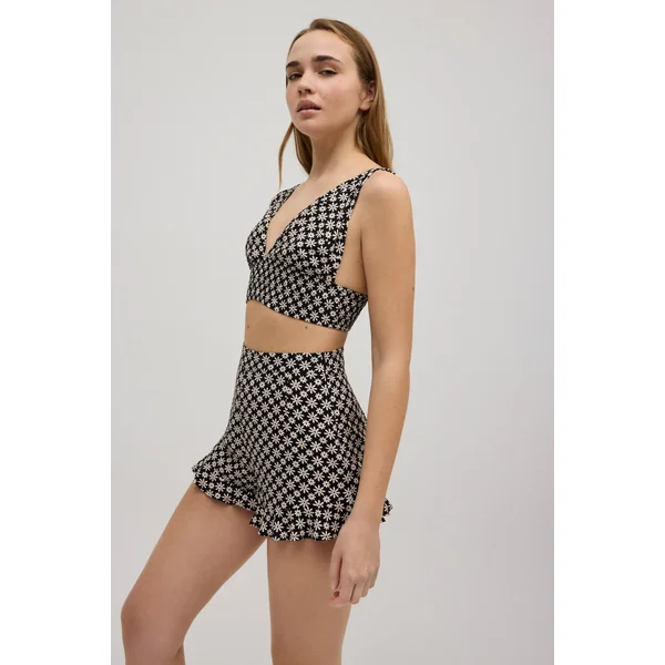 Short à volants imprimé fleuri