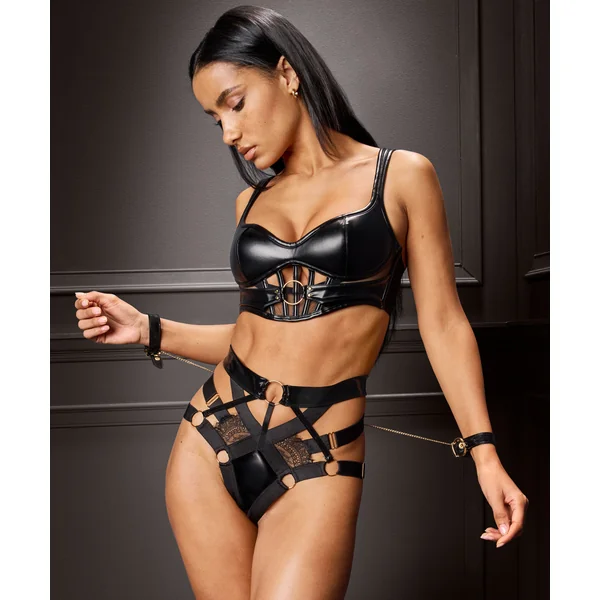 Slip brésilien jambe haute Faye - Noir