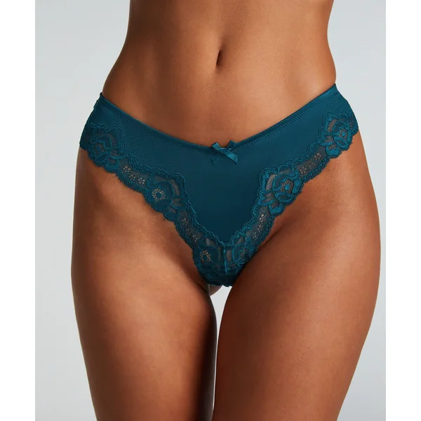 Slip brésilien Lace & Shine - Bleu